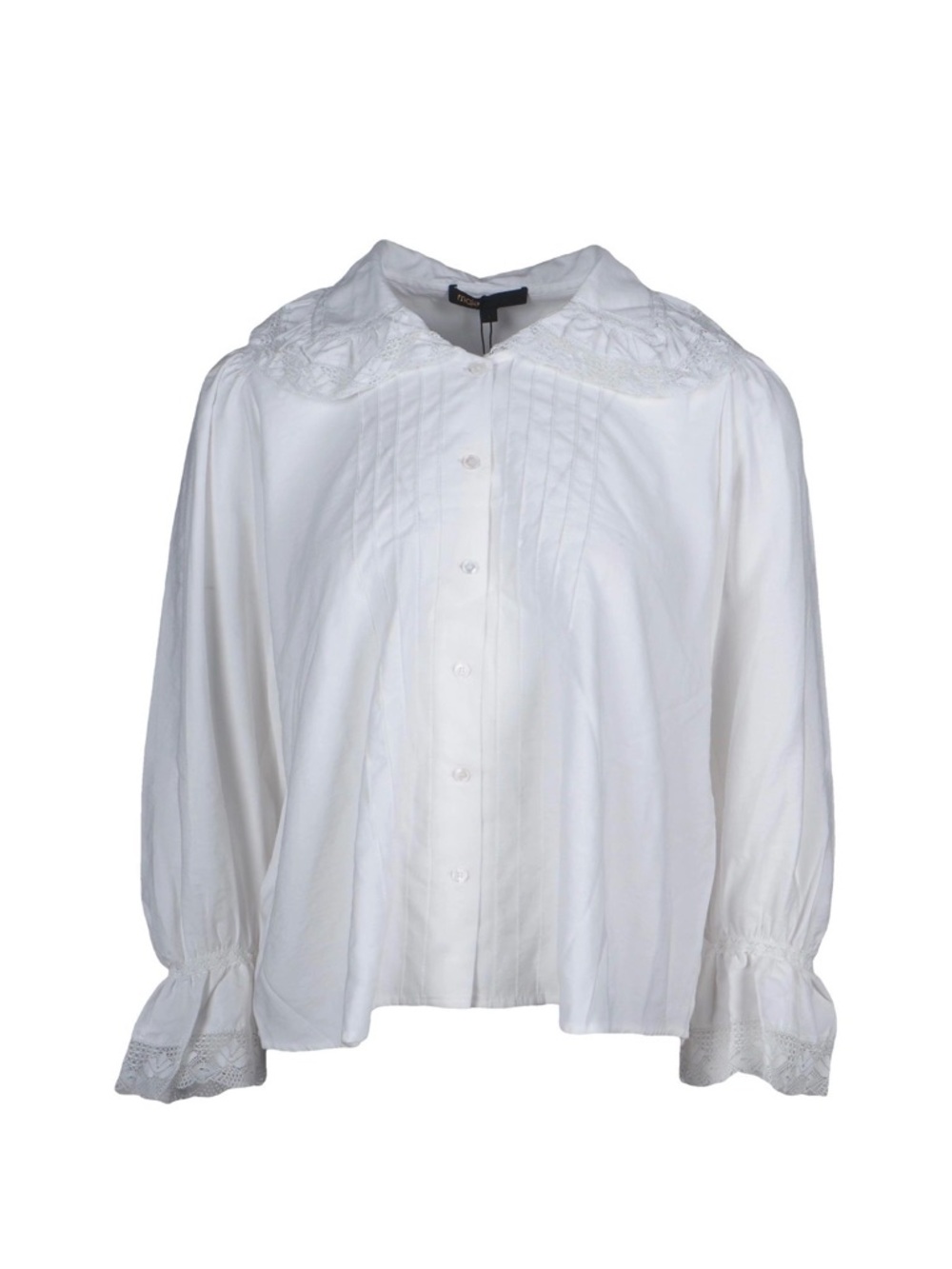 Maje White Lace-Trim Button-Up Blouse sizes 1